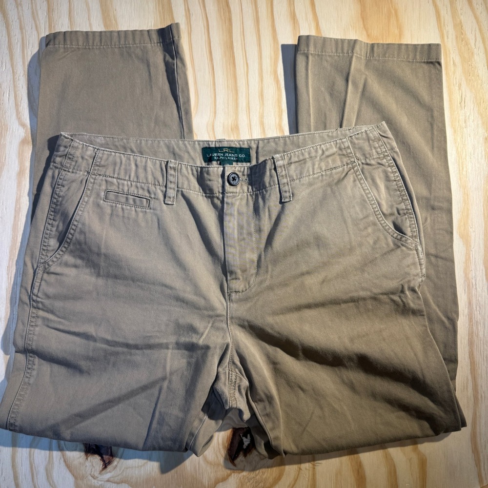 Lauren Jeans Co. Ralph Lauren Women's Chino Pants Khaki Cotton Trousers Size 10